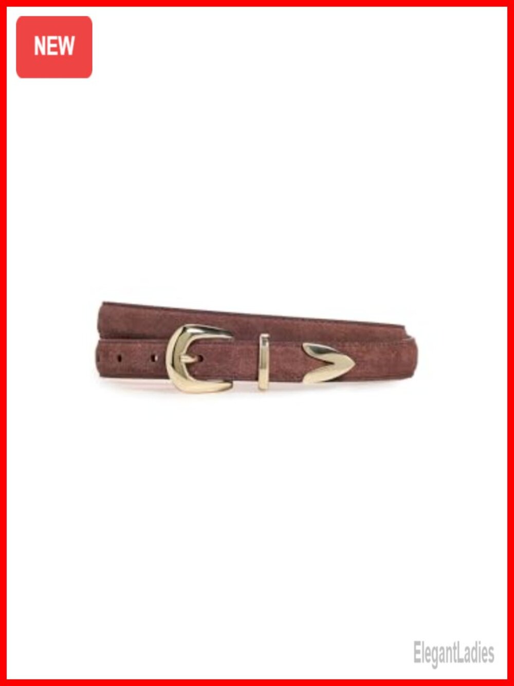 Suede Leopard Print Belt with Gold Buckle Classic Elegant Style